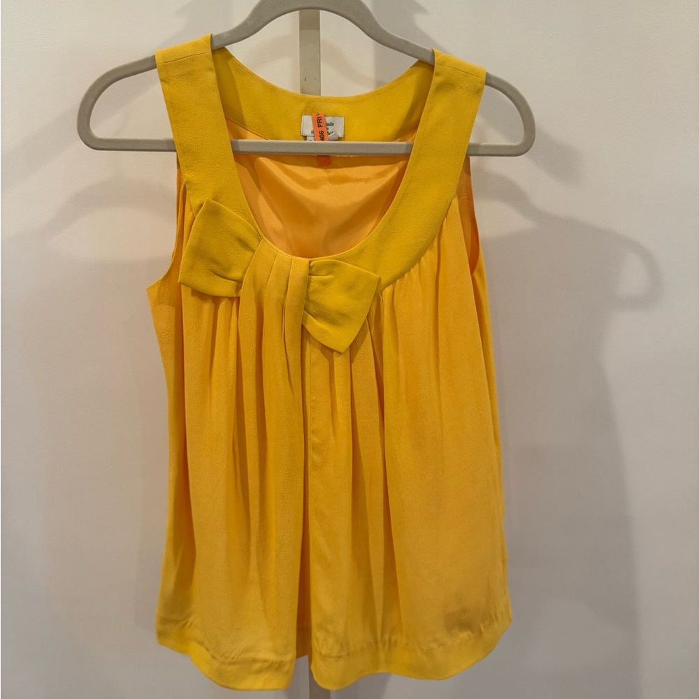 Kate Spade Yellow Tie Front Pleated Tank Top